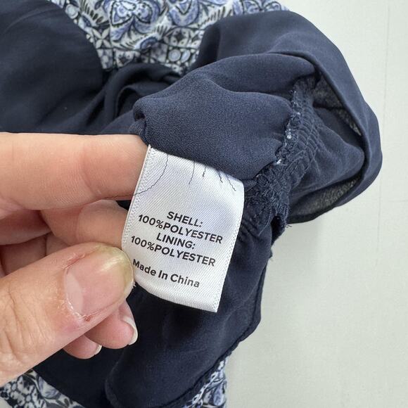 EVEREVE Shirt Womens Small‎ Blue White Surplice V Neck Peplum Ruffle Sleeveless - Picture 5 of 7